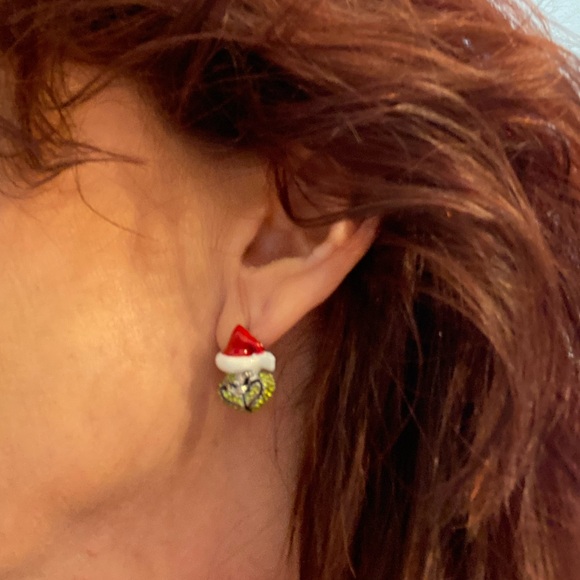 Grinch Santa with Red Hat Post Stud Earrings Christmas Holiday Festive - Picture 6 of 6